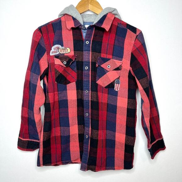 Levi's Plaid Hooded Jacket Size LG 12-13yrs